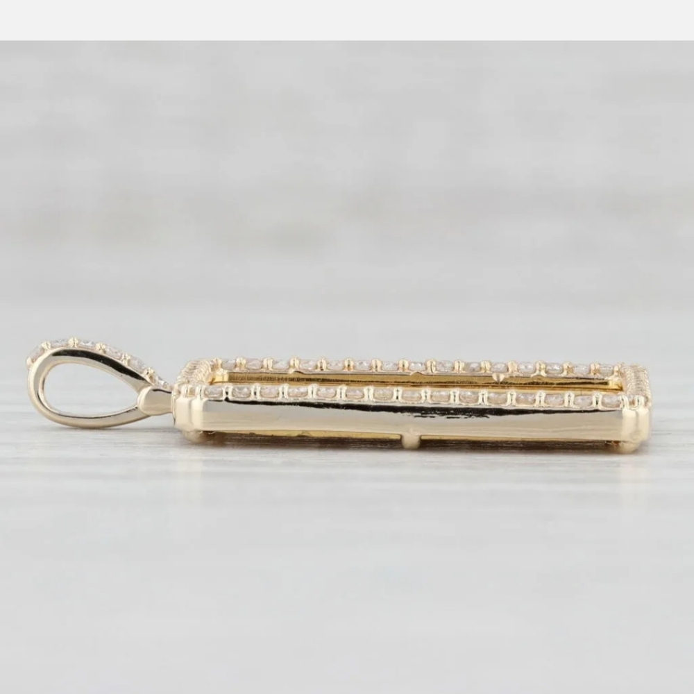 New Diamond Halo Pamp Fortuna Swiss Gold Bar Pendant 999 14k Yellow Gold 2.5 gra - Picture 3 of 4